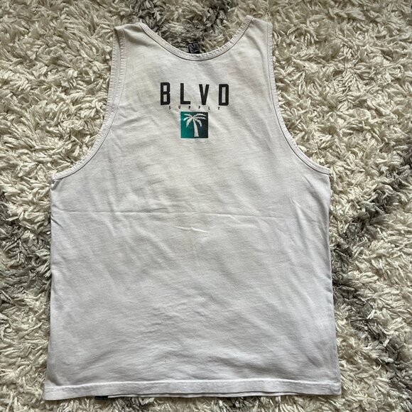 Blvd Supply Men's Beach Palm Tree Tank Top White Size Medium - Picture 2 of 6